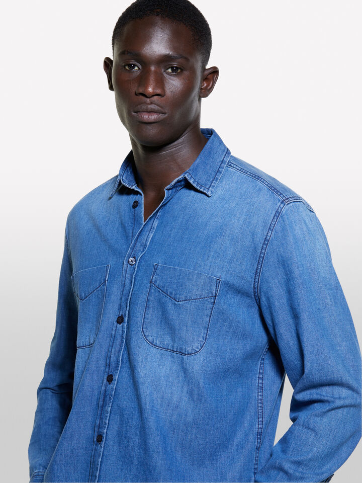 Camicia di jeans blu regular fit - camicie regular da uomo - Blu | Sisley image number 5